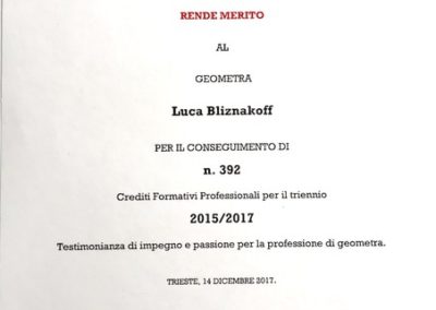 crediti formativi Collegio Geometri Trieste Luca Bliznakoff